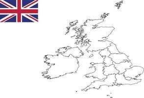 map and flag of United Kingdom vector