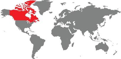 mapa de canadá en el mapa mundial vector