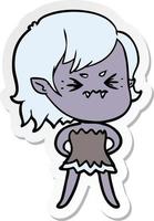 sticker of a annoyed cartoon vampire girl vector