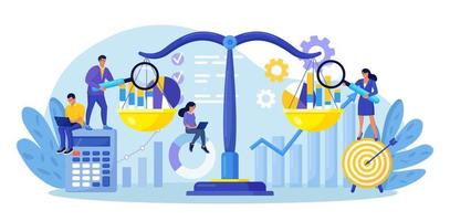 Benchmarking as business compare tool for improvement. Comparison of quality and cost, performance to competitor companies. Development strategy, plan and method vector