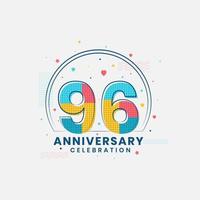 celebración del 96 aniversario, diseño moderno del 96 aniversario vector