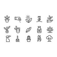 diseño de vectores de iconos de jardinería y plantas
