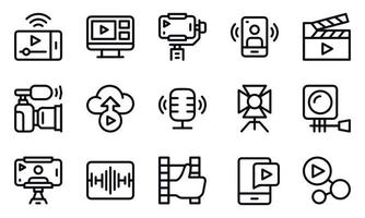 blogs de video y diseño de vectores de iconos de transmisión en vivo