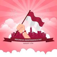 Indonesian Independence Day Illustration Vector. Indonesian flag. Indonesian National Day concept on 17 August. vector