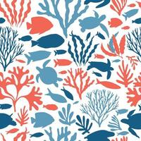 Beautiful seamless vector tropical pattern with corals, seaweed and fish. Perfect for wallpapers, web page backgrounds, surface textures, textile. Living coral seamless pattern.