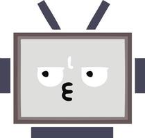 flat color retro cartoon robot head vector