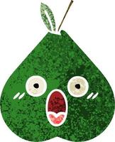 retro illustration style cartoon pear vector