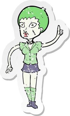 retro distressed sticker of a cartoon halloween girl