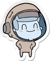 pegatina de un hombre astronauta de dibujos animados feliz vector