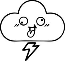 nube de tormenta de dibujos animados de dibujo lineal vector