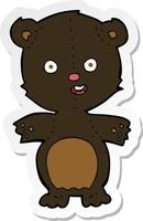 sticker of a cute black bear cartoon vector