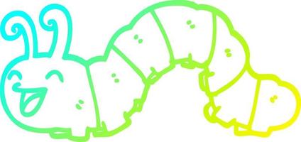 cold gradient line drawing cartoon laughing caterpillar vector