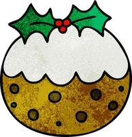 quirky hand drawn cartoon christmas pudding vector