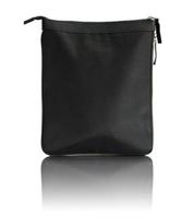 black bag with zipper isolated on white background photo