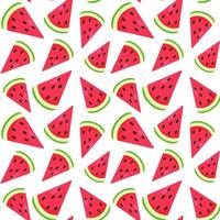 Funny seamless pattern with colorful watermelon pieces. Red, pink and green colors. Positive summer mood. Endless design. Print for textile, clothes, gift wrap, cards, design and decor vector