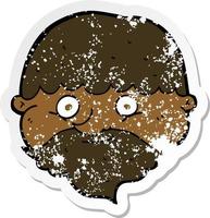 retro distressed sticker of a cartoon bearded man vector