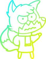 cold gradient line drawing cartoon annoyed fox vector