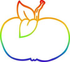 dibujo de línea de degradado de arco iris manzana jugosa de dibujos animados vector