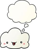 cartoon cloud and thought bubble in smooth gradient style vector