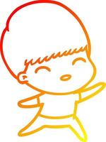 warm gradient line drawing happy cartoon boy vector