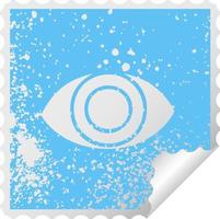 distressed square peeling sticker symbol eye vector