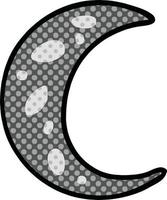 cartoon doodle of a crescent moon vector