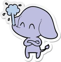 sticker of a cute cartoon elephant spouting water vector