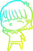 cold gradient line drawing cartoon woman vector