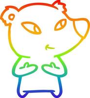rainbow gradient line drawing cute cartoon bear vector