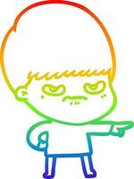 rainbow gradient line drawing cartoon boy vector