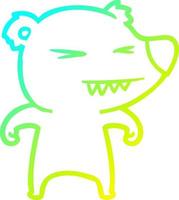 cold gradient line drawing angry bear cartoon vector