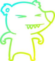 cold gradient line drawing angry bear cartoon vector