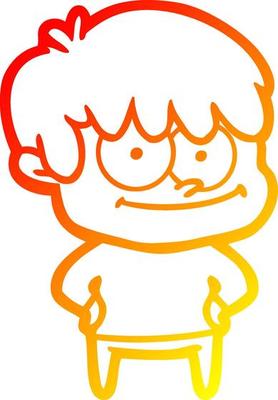 warm gradient line drawing happy cartoon man