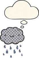 cute cartoon cloud and thought bubble in comic book style vector