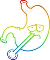 rainbow gradient line drawing cartoon upset stomach vector