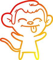 warm gradient line drawing funny cartoon monkey vector