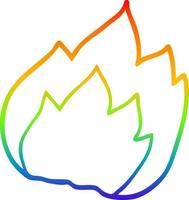 rainbow gradient line drawing cartoon fire vector