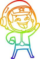 rainbow gradient line drawing cartoon laughing astronaut vector