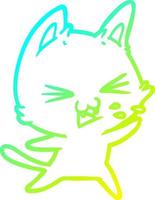 cold gradient line drawing cartoon cat hissing vector