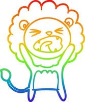 rainbow gradient line drawing cartoon lion vector