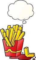 cartoon fries and thought bubble in smooth gradient style vector