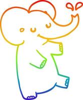 dibujo de línea de gradiente de arco iris elefante bailando de dibujos animados vector