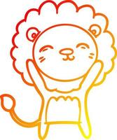 warm gradient line drawing cartoon lion vector