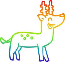 rainbow gradient line drawing cartoon happy reindeer vector