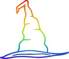 sombrero de bruja de dibujos animados de dibujo de línea de gradiente de arco iris vector