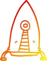 warm gradient line drawing cartoon space rocket vector