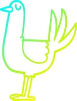 cold gradient line drawing cartoon tall bird vector