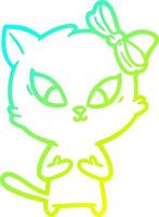 cold gradient line drawing cartoon cat vector