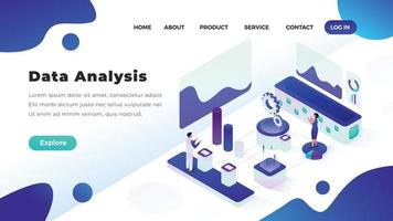 Data Analysis Isometric Web Design vector