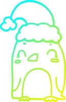 cold gradient line drawing cute christmas penguin vector